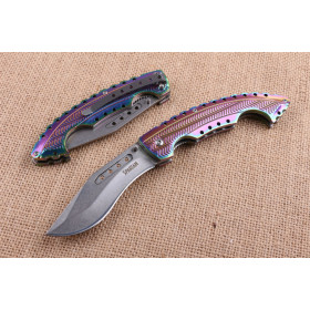 Cold Steel Tie lines color Titanium handle dogleg folding knife UD404603